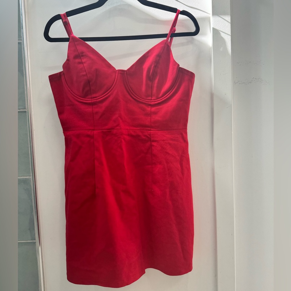 Princess Polly Red Novella Mini Dress / Size US12 AUS 16/